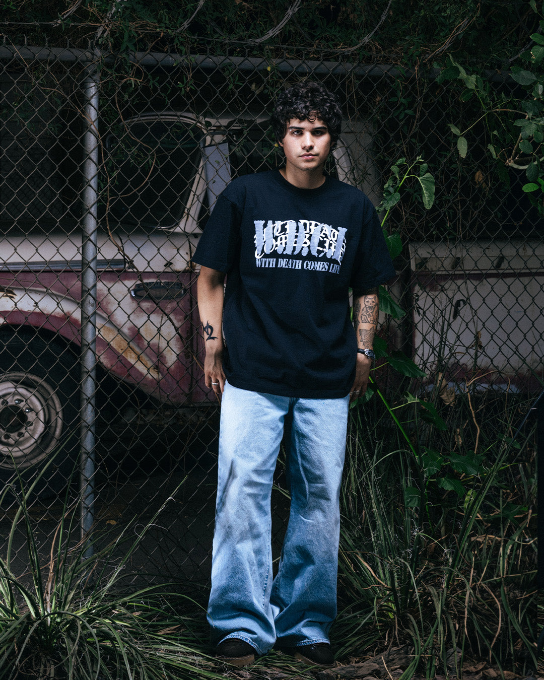 STACKED TEE - (BLACK)